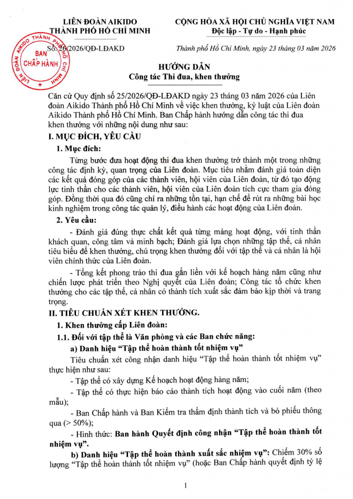 HAF – Hướng dẫn công tác thi đua khen thưởng – 2026