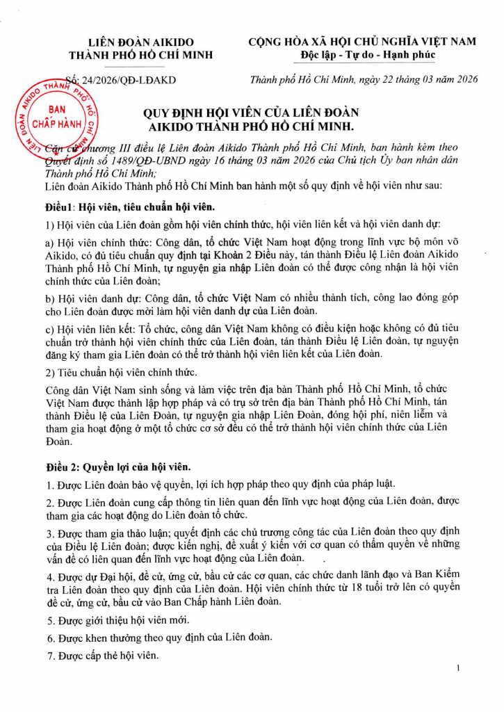 HAF – Quy định về hội viên của Liên đoàn – 2026