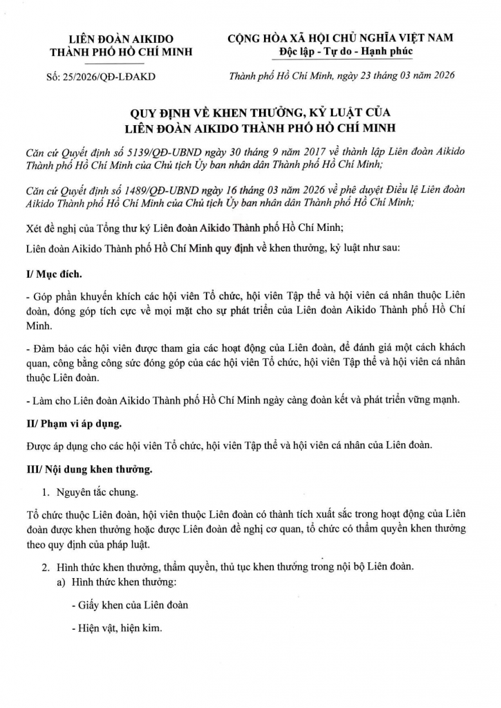 HAF – Quy định về khen thưởng, kỷ luật – 2026