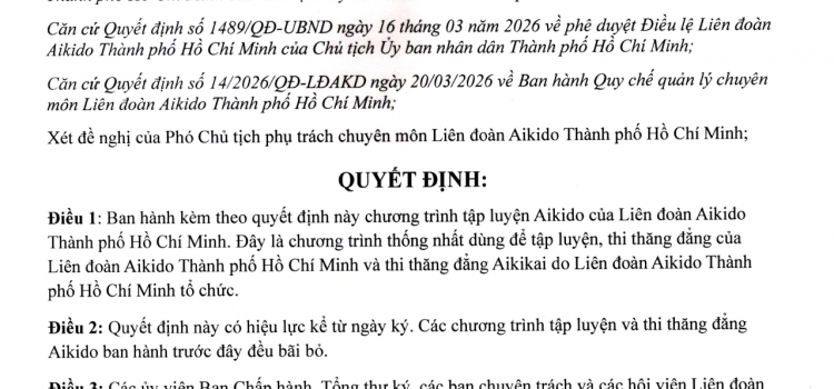 HAF – Ban hành chương trình tập luyện Aikido – 2026